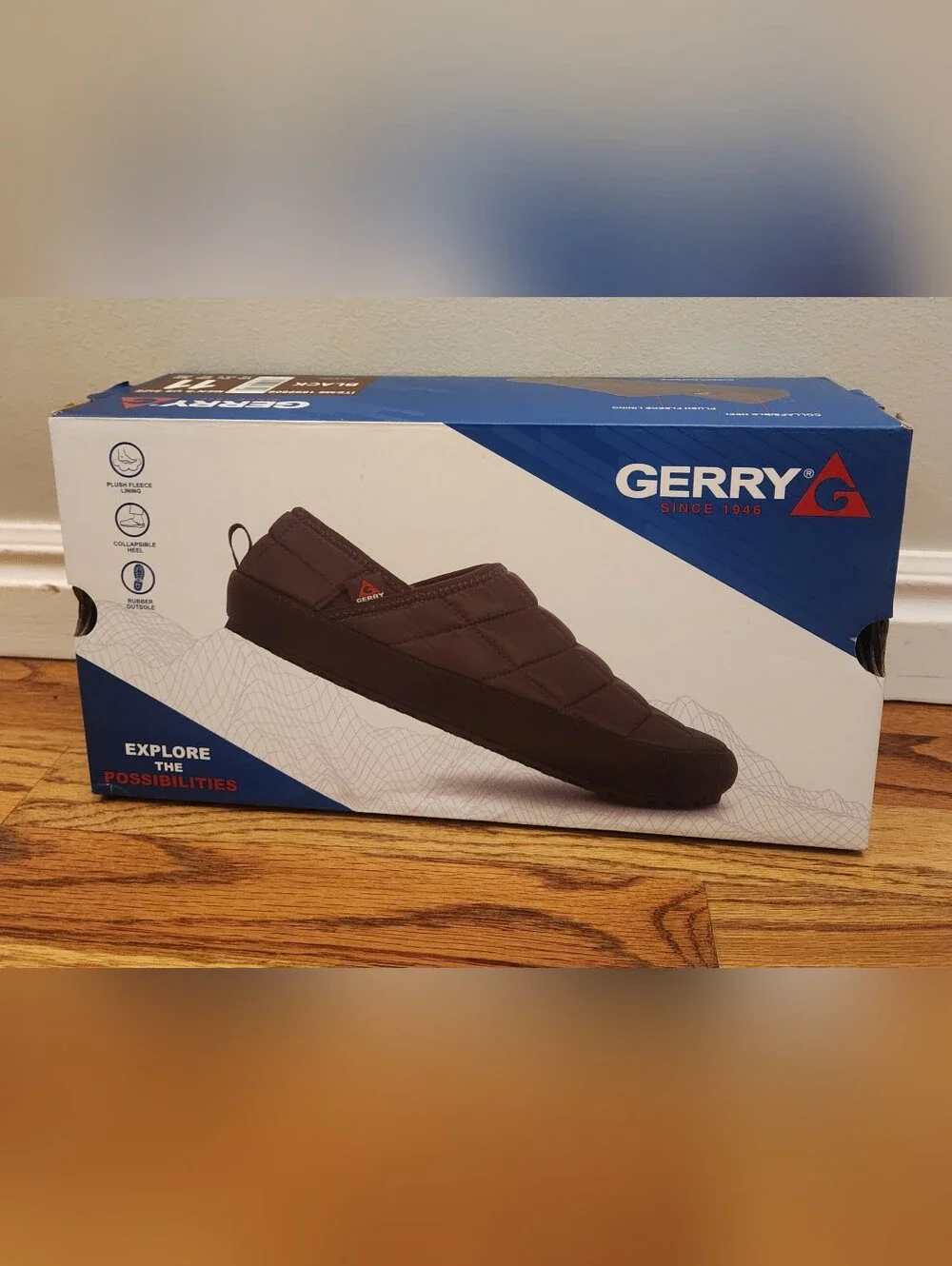 Gerry Weber Men's Black Quilted Slip-On Slippers New In Box, Size: 11